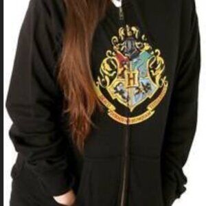 Harry Potter Official Hogwarts Crest Zip Cardigan Hoodie Black